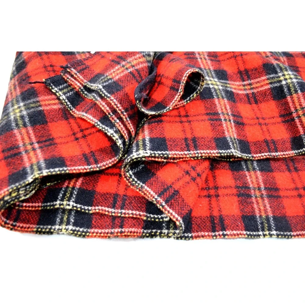 Vtg St Mary's Wool Blanket 82x64 Twin Sz‎ Red Black White Plaid Fieldcrest Mills